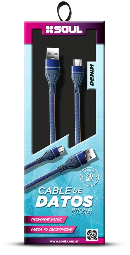 CABLE DATOS USB DENIM LIGHTNING IPHONE - SOUL