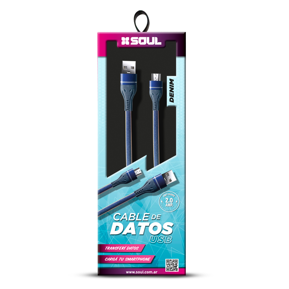 CABLE DATOS USB DENIM MICRO - SOUL