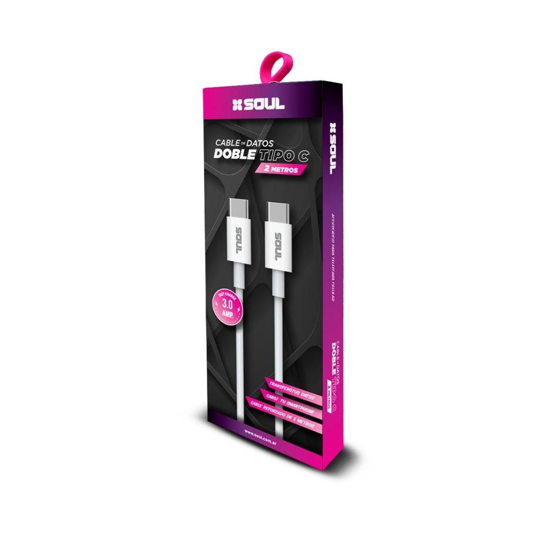 CABLE USB TYPE-C A TYPE-C 1 METRO BLANCO - SOUL