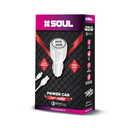 CARGADOR DE AUTO DUAL FAST CHARGE MICRO USB