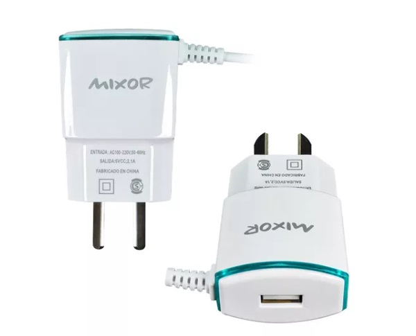 CARGADOR 1USB UNICO CON CABLE TIPO C 2.1 - MIXOR