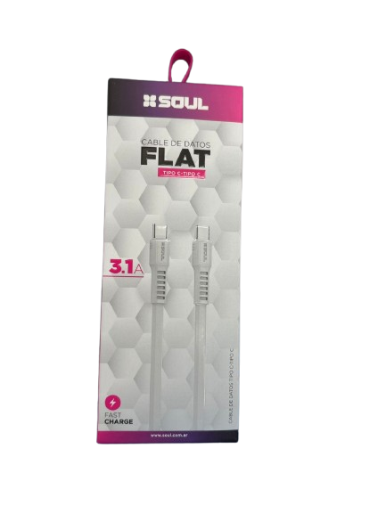 CABLE FLAT USB-C A USB-C - 3.1A - 1.2MT - SOUL