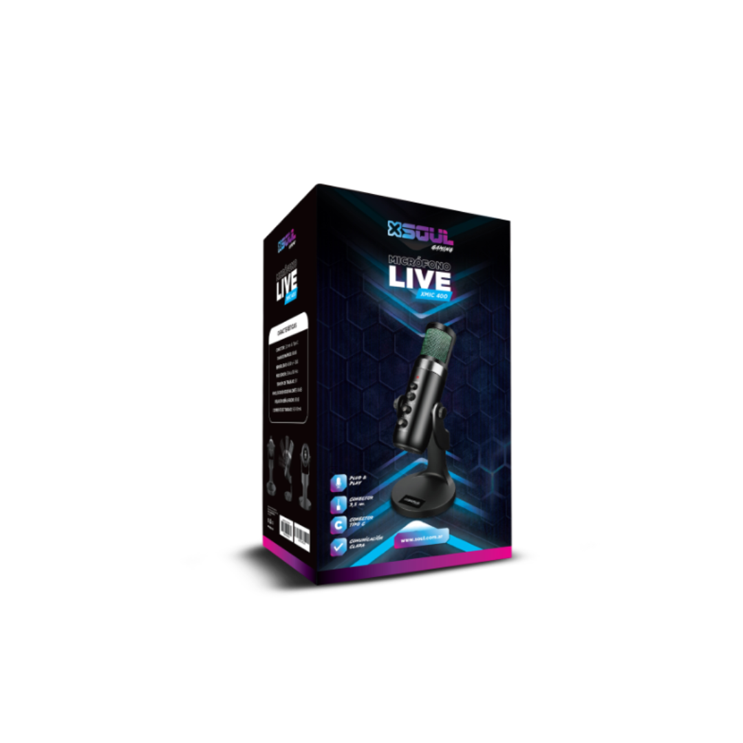 MICROFONO GAMER CONDENSER LIVE 400 RGB