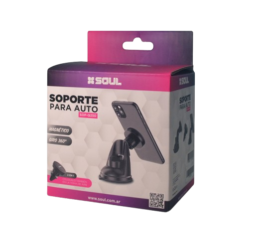 SOPORTE PARA AUTO UNIVERSAL 2 EN 1 MAGNETICO Q250 - SOUL