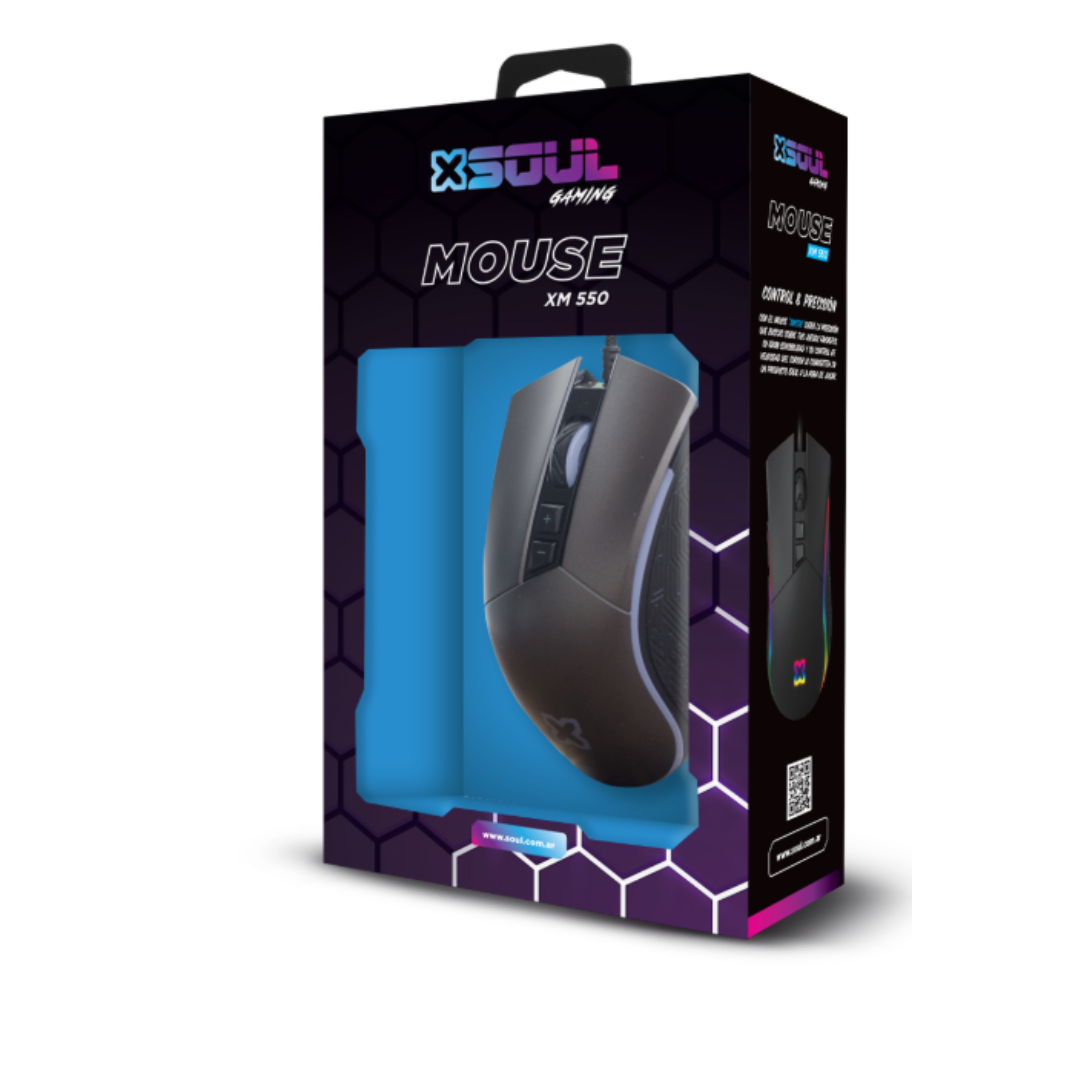 MOUSE GAMER USB XM550 RGB 6400 DPI - SOUL