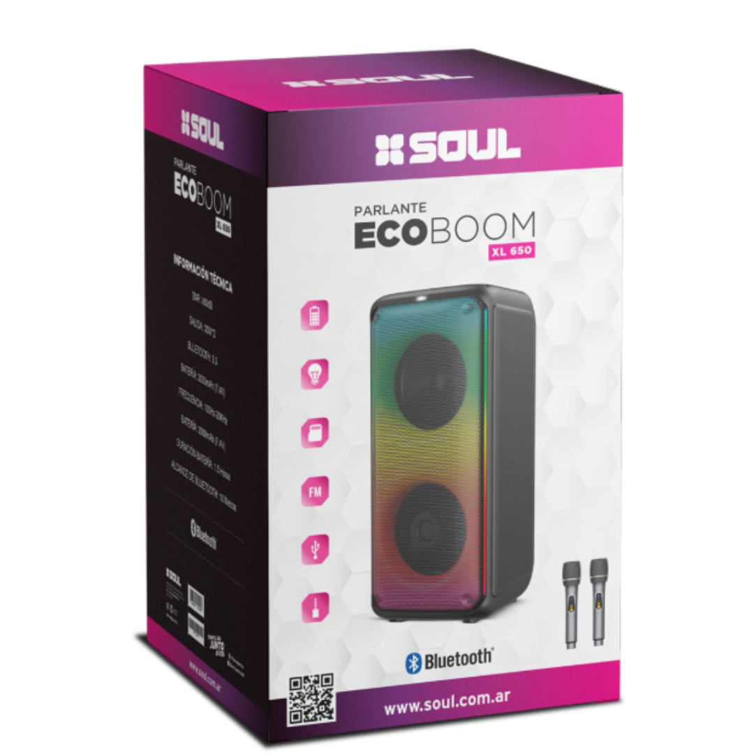 PARLANTE BT XL 650 ECO BOOM 30W 2X8'' LED - SOUL