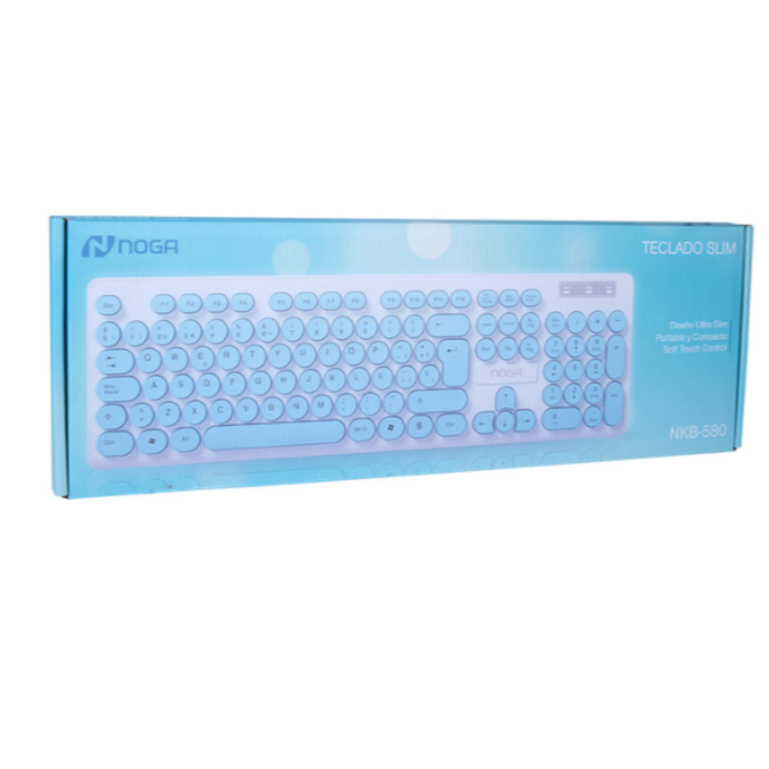 TECLADO MULTIMEDIA USB SLIM CELESTE - NOGA (NKB-580CL)