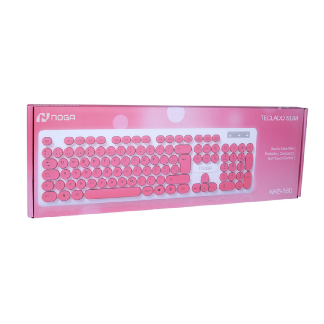 TECLADO MULTIMEDIA USB SLIM ROSA (NKB-580 RS)
