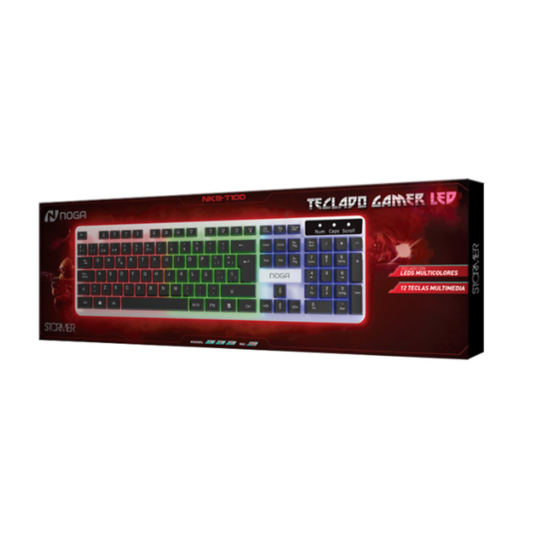 TECLADO GAMER LED MULTIMEDIA RETROILUMINADO USB (MOD.NKB-T100)